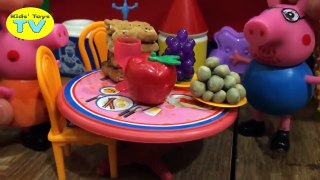 Peppa Pig toys playset Daddy Pig is pregnant has a baby Kitchen Pizza Chef Cooking Surpris