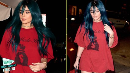 Kylie Jenner Debuts 'Throwback' Teal Hair Color