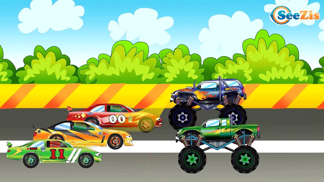 ✔ Car Cartoons for children / Racing Cars and Monster Trucks — competition for track / Series 16✔