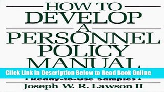 Read How to Develop a Personnel Policy Manual  Ebook Free