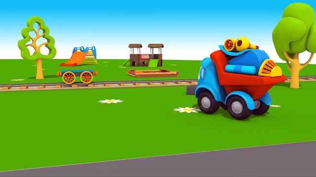 Leo the Truck - LOCOMOTIVE TRAIN - Toy Trucks LEO Junior's Construction Cartoons