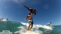 Incredible tandem surfing tricks! (People are Awesome)