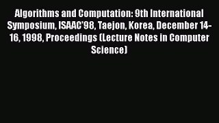 [PDF] Algorithms and Computation: 9th International Symposium ISAAC'98 Taejon Korea December