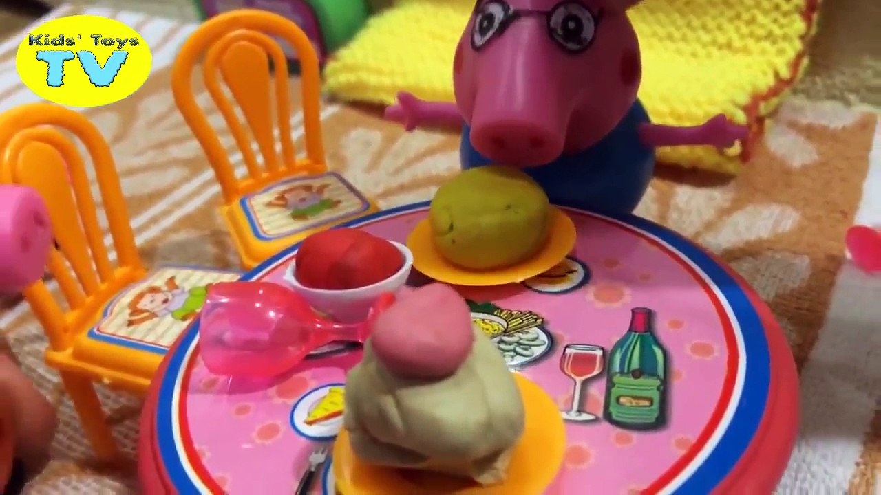 Pregnant Mummy Pig has a baby George Poops in toilet Poop or candy Play doh Fun for kids