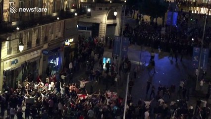 Clashes between England fans and police in Lille