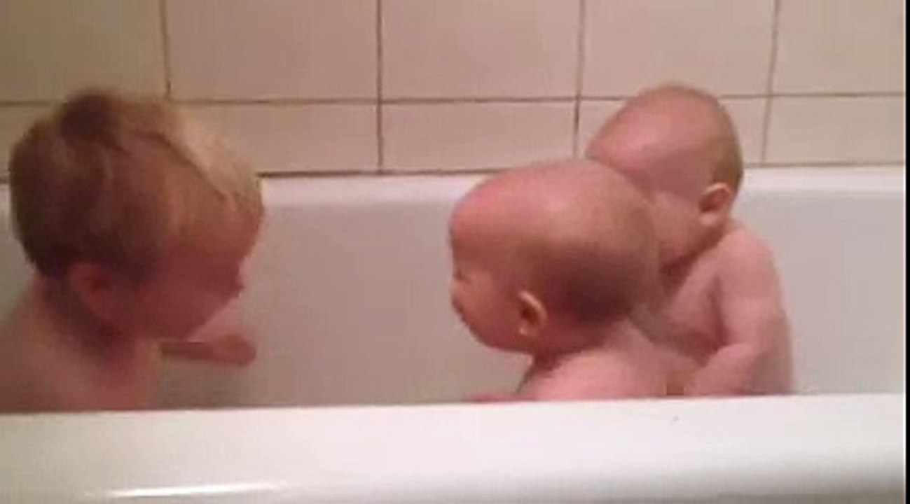 Bubbies splashing in the bath tub