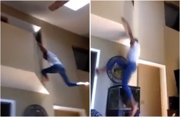 Une fille tombe d'un balcon et explose un aquarium !