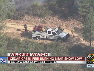 Cedar Creek Fire burning near Show Low