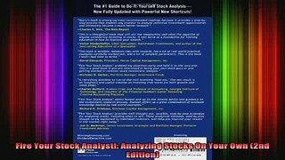 READ book  Fire Your Stock Analyst Analyzing Stocks On Your Own 2nd Edition Full EBook