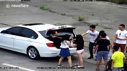 Group parks on side of motorway to take selfies