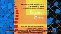 FREE PDF  Rehabilitation Protocols for Surgical and Nonsurgical Procedures Lumbar Spine  BOOK ONLINE