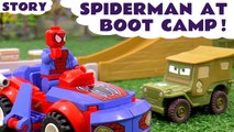 SPIDERMAN AT BOOT CAMP --- Join a Lego Spider-man at Disney Cars Sarge's Boot Camp, as he trains to fight vs. Venom, Featuring Thomas and Friends with Diesel 10! Second Half features surprise eggs, Nova and many more family fun toys