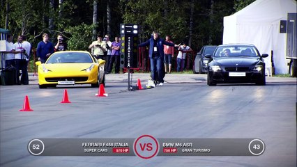 Ferrari 458 Italia vs BMW M6 Coupe V8 BiTurbo with 305 km/h limiter