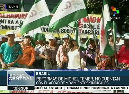 Trabajadores de Brasil rechazan propuesta ministerial de Temer