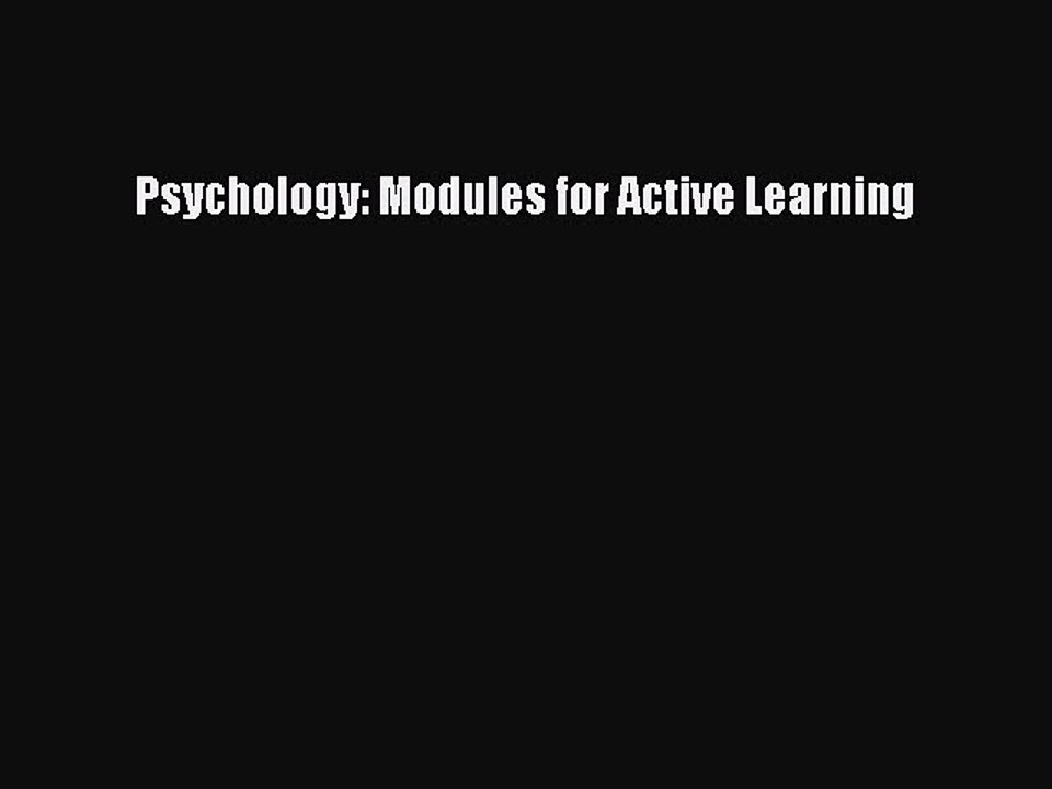 Read Psychology: Modules for Active Learning Ebook Free