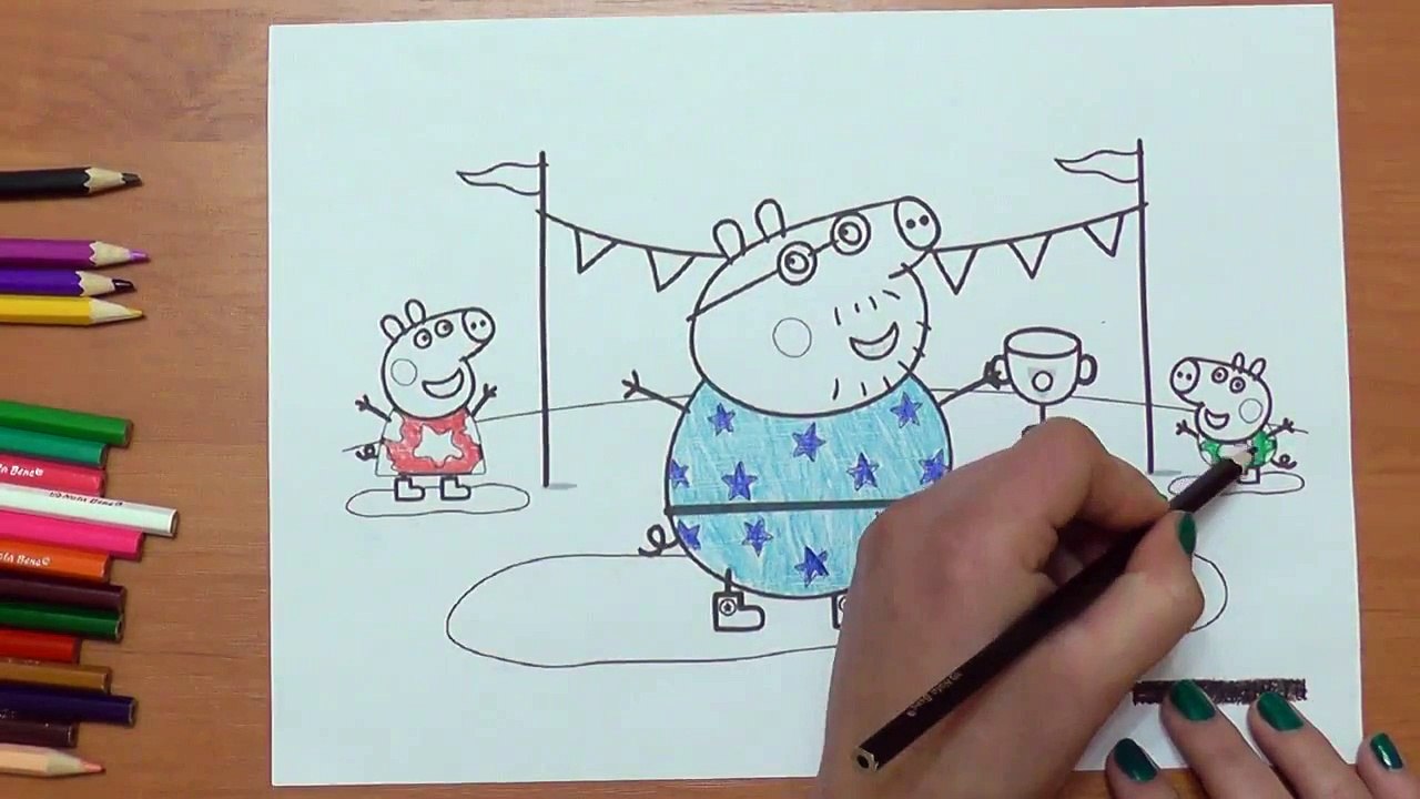 Peppa and George jumping in puddles