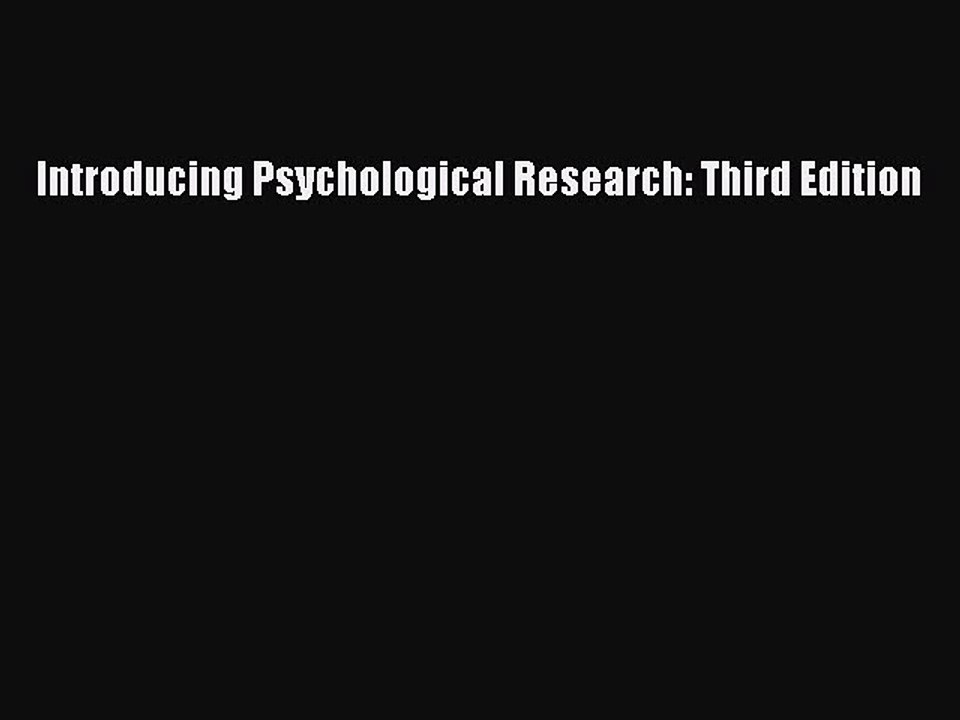 Read Introducing Psychological Research: Third Edition Ebook Free