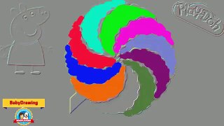 Play Doh Drawing Rainbow Ice Cream Lollipop With Peppa Pig ♫ Kids songs