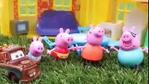 Peppa Pig with Disney Cars Toy Fire Truck Mater and Mummy Pig Daddy Pig