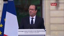 Policiers: Hollande rend hommage à « deux héros du quotidien », « victimes d'un terroriste habité par la haine »