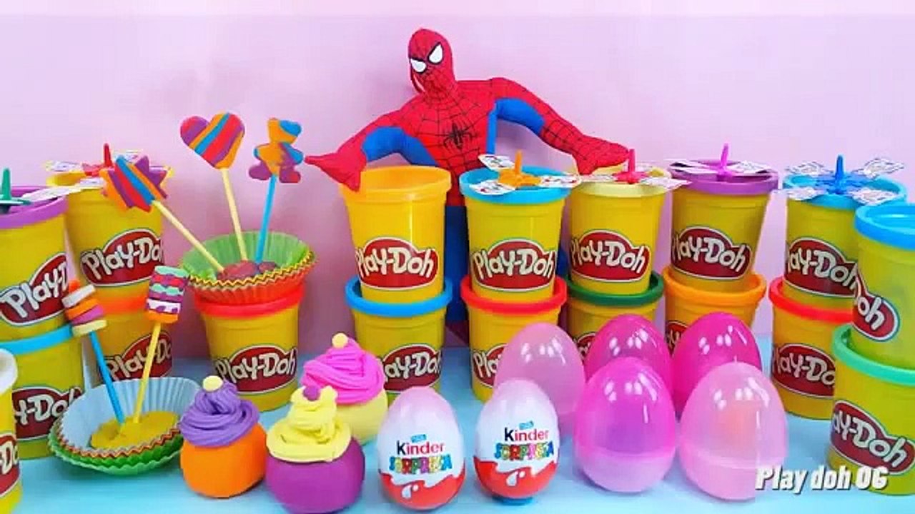 Peppa pig Frozen Spiderman Barbie Show Kinder surprise eggs Play doh Toys unboxing