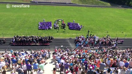 Graduation cap throwing ceremony goes wrong...