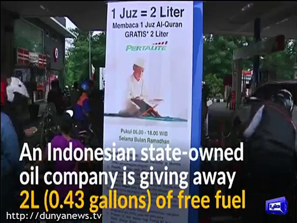 Indonesian Muslims gets free fuel by reading Quran