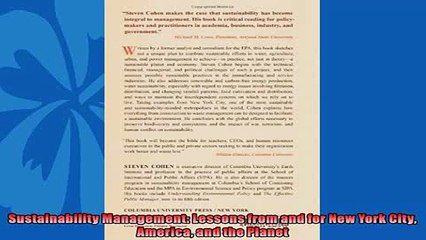 Popular book  Sustainability Management Lessons from and for New York City America and the Planet