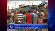 Camión cargado de arroz destruyó dos viviendas en el norte de Guayaquil
