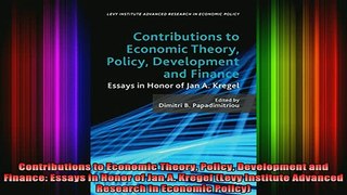 READ book  Contributions to Economic Theory Policy Development and Finance Essays in Honor of Jan A Full EBook