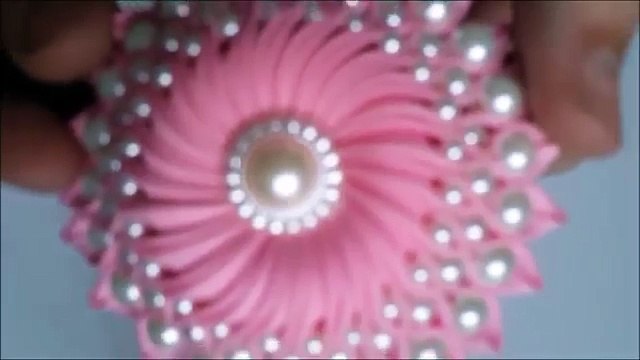 DIY Ribbon flower with beads- grosgrain flowers with beads tutorial