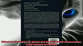 FREE DOWNLOAD  Advocacy Strategies for Health and Mental Health Professionals From Patients to Policies  DOWNLOAD ONLINE