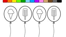 Learn Colors for Kids and Color Ice Cream Popsicle Balloon Coloring Page