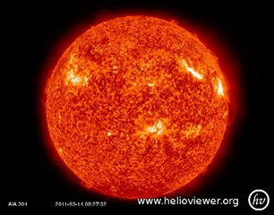 SDO AIA 304 (2011-03-14 08:27:22Z UTC)can somebody explain this?