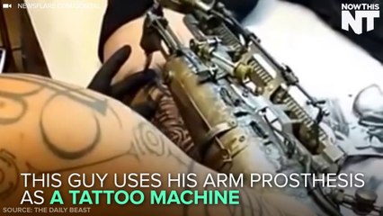 This Guy Has A Tattoo Machine as Prosthesis