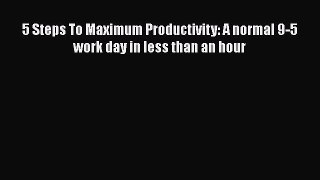 Read 5 Steps To Maximum Productivity: A normal 9-5 work day in less than an hour PDF Free