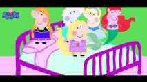 Five little Peppa Pigs  Princess jumping on bed Mermaid Ariel frozen Rapunzel Cinderella  Parody