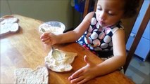 3 year old Addy makes lunch: Chicken Salad & Salad