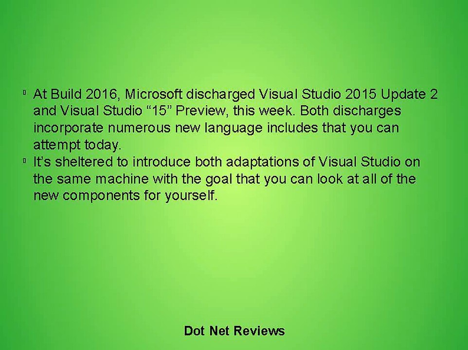 C# and VB Features in Visual Studio 2015 Update 2