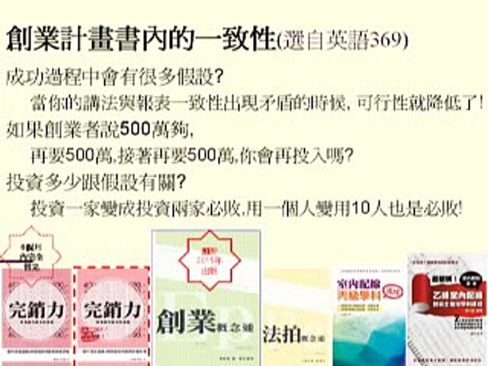 創業計劃書的一致性等於可行性 創業企劃第23堂課 創業者 10分鐘自我思考