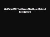 Read WebTutor(TM) ToolBox on Blackboard Printed Access Card Ebook Free