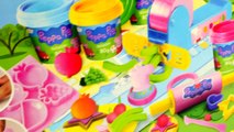 Peppa Pig Mega Dough Set Play Doh Peppa Toys Shapes Colors Moulds Cookies Fruits Vegetable Playdough