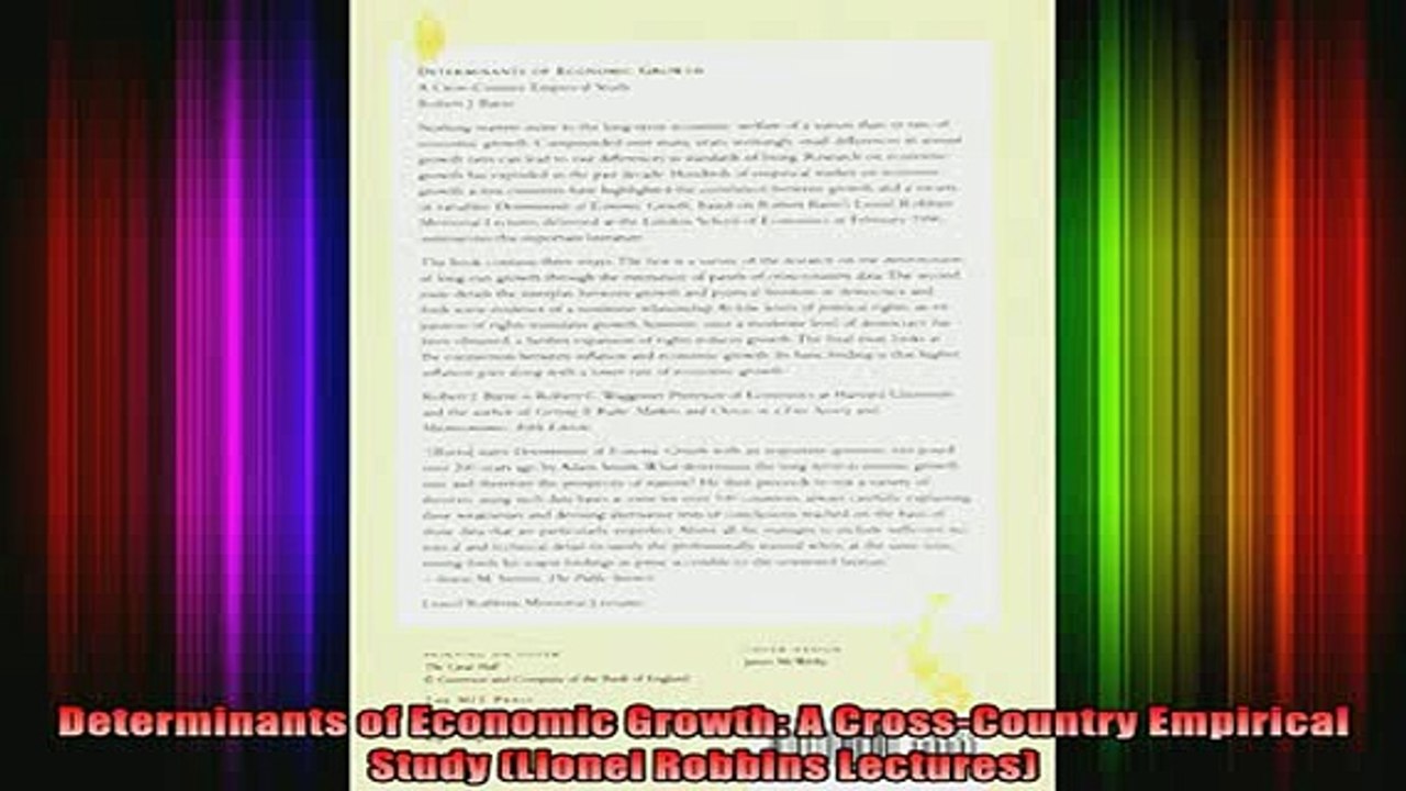 READ book  Determinants of Economic Growth A CrossCountry Empirical Study Lionel Robbins Lectures Full Free