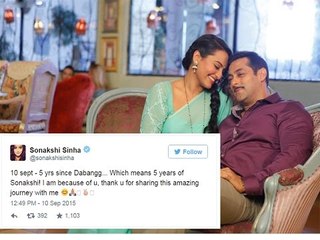 Sonakshi Sinha Thanks Salman Khan For Completing Her 5 Years In Bollywood