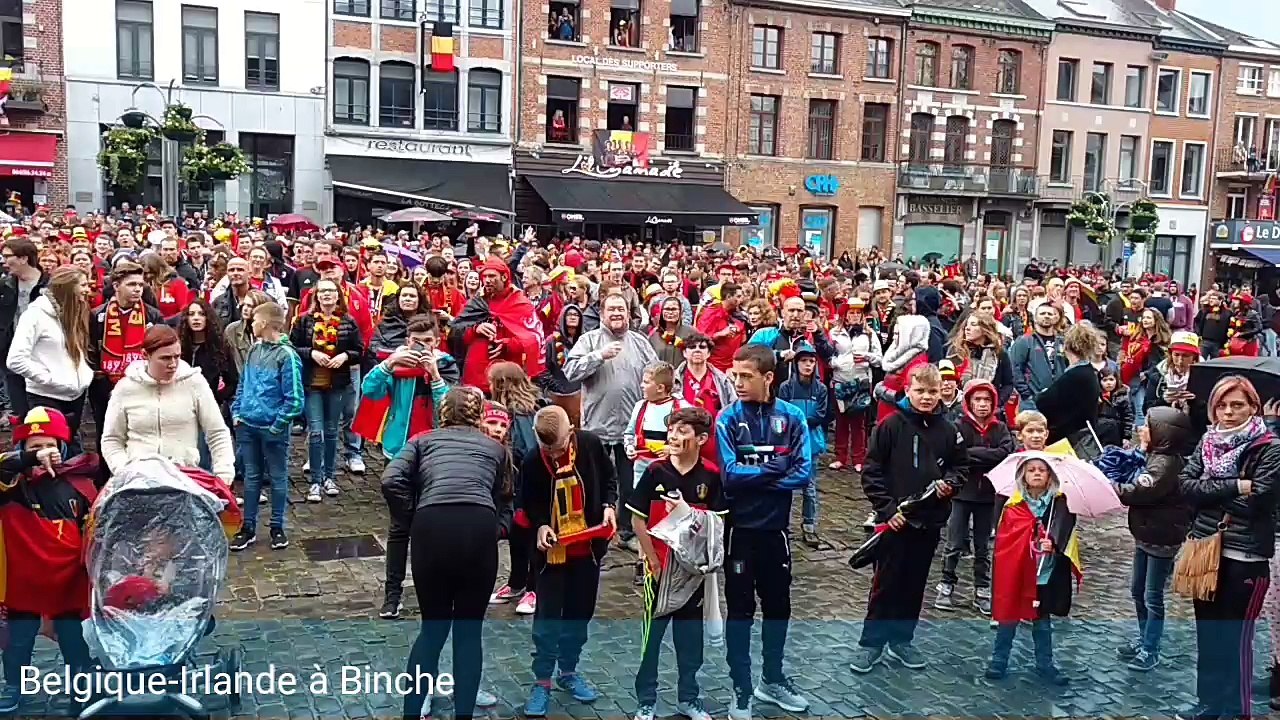 Binche : superbe ambiance à l'écran géant lors de Belgique - Irlande