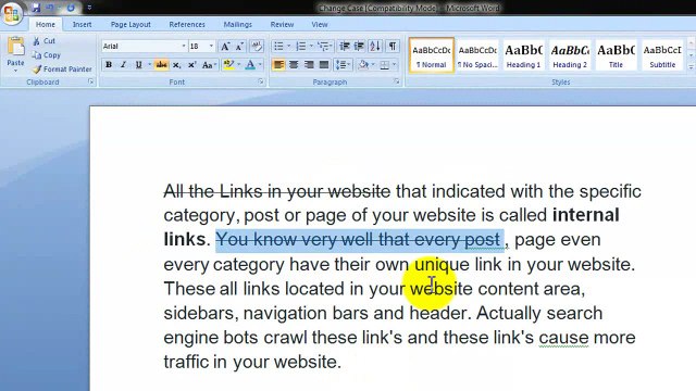 Lesson # 7 Strike through and Change Case (Learn MS word Urdu Hindi Tutorials)