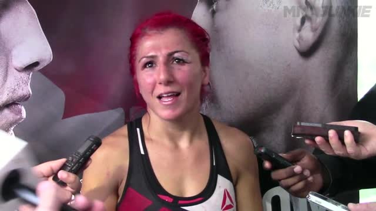 Randa Markos post-fight media scrum at UFC Fight Night 89