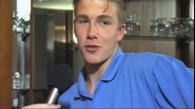 17 year old David Beckham giggles way through media training interview