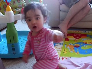 15 mos baby being a frog