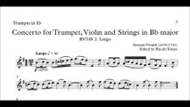 [Accompaniment] Vivaldi Oboe, Violin, Strings Concerto in Bb (RV548) 2. Largo [Sheet music]